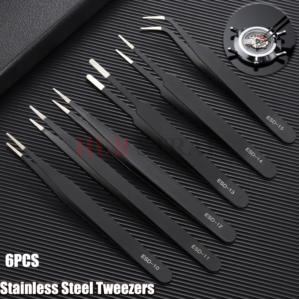 Model Kit Tweezers - 6pcs Anti-Static Stainless Steel Tweezers Precision