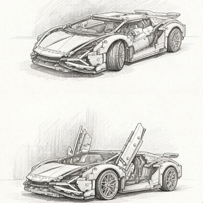 3696 PCS Lamborghini Building  - Model Kit Lamborghini ulasan dan harga