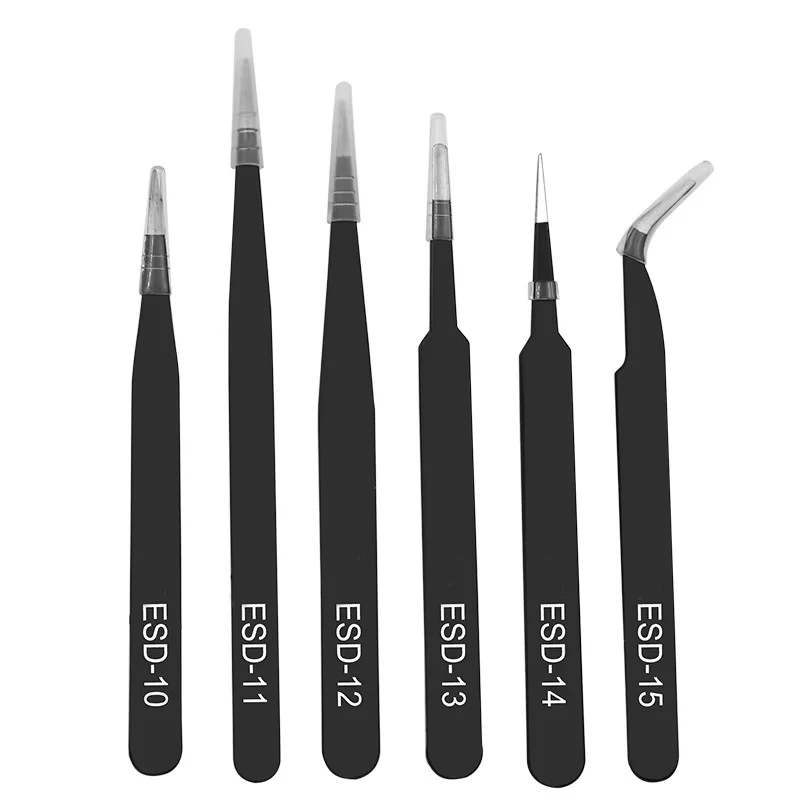 6pcs anti-static stainless ste - Model Kit Tweezers ulasan dan harga
