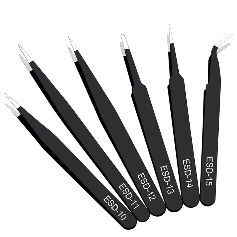 6pcs anti-static stainless ste - Model Kit Tweezers ulasan dan harga