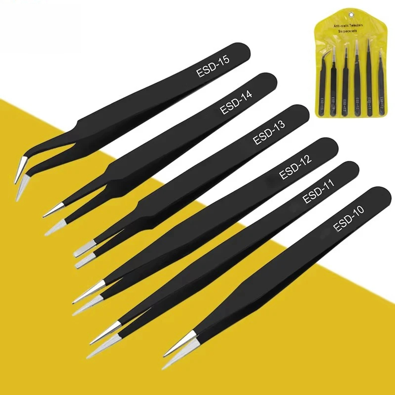 6pcs anti-static stainless ste - Model Kit Tweezers ulasan dan harga