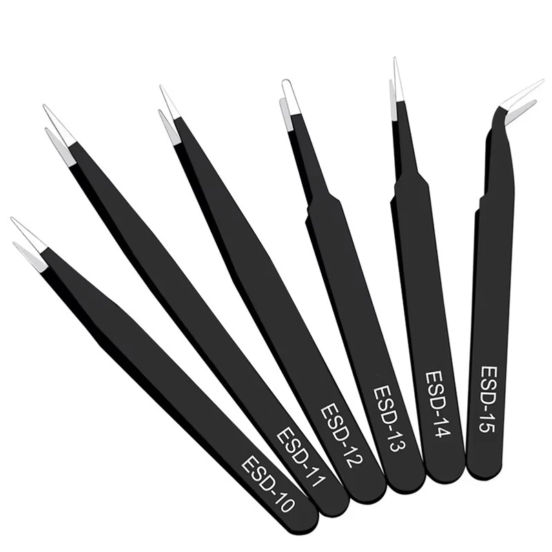 6pcs anti-static stainless ste - Model Kit Tweezers ulasan dan harga